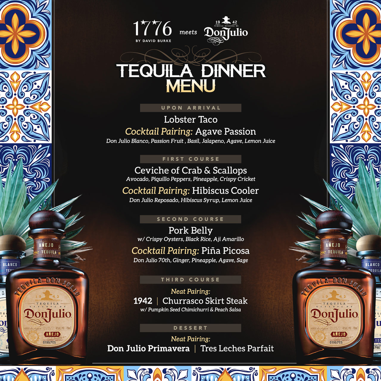 Don Julio X 1776 by Chef David Burke Tequila Cocktail Dinner Menu